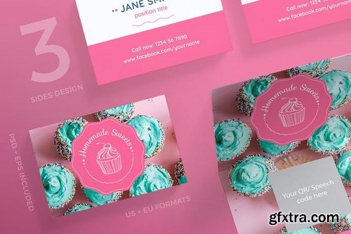 Handcrafted Sweets Flyer and Poster Business Card Banner Social Media Pack Templates