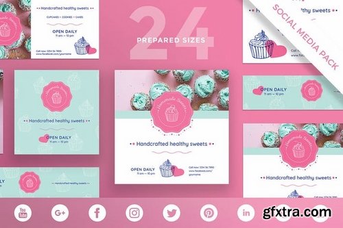 Handcrafted Sweets Flyer and Poster Business Card Banner Social Media Pack Templates