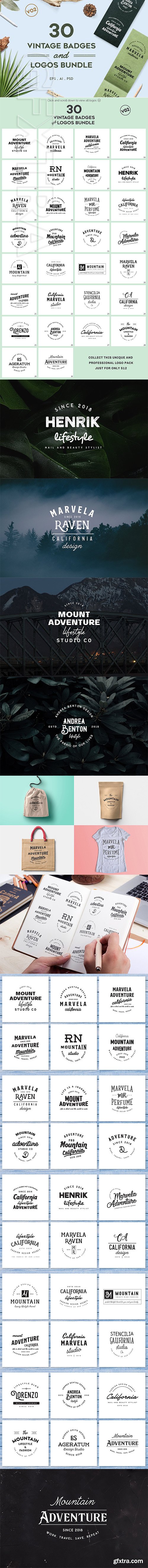 CreativeMarket - Vintage Badges and Logos Bundle V02 2951722