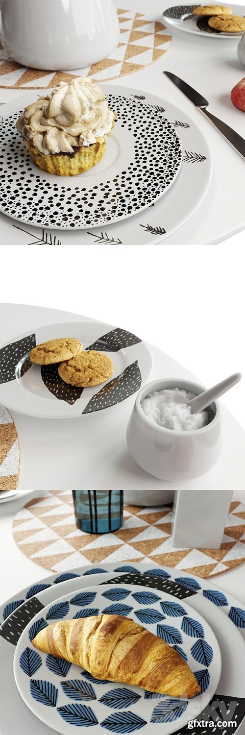 Set of dishes in Scandinavian style