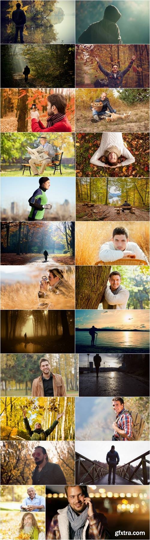 Autumn nature man boy yellow leaf forest 25 HQ Jpeg