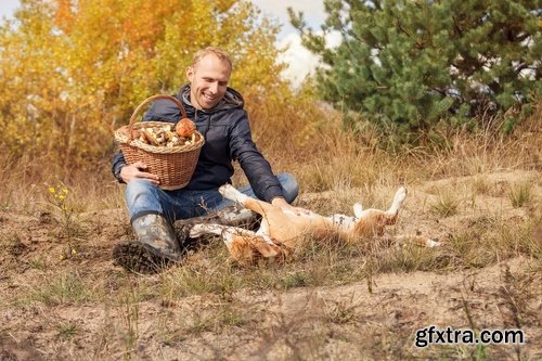 Autumn nature man boy yellow leaf forest 25 HQ Jpeg