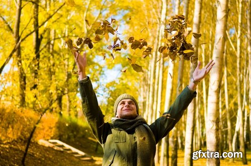 Autumn nature man boy yellow leaf forest 25 HQ Jpeg