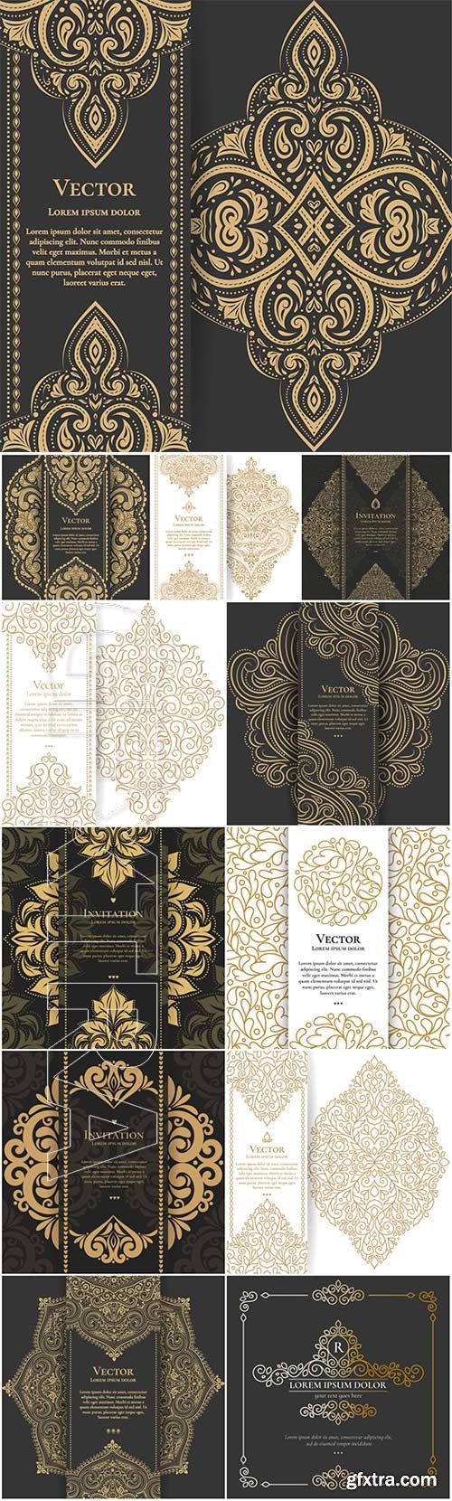 Vector vintage backgrounds with gold patterns