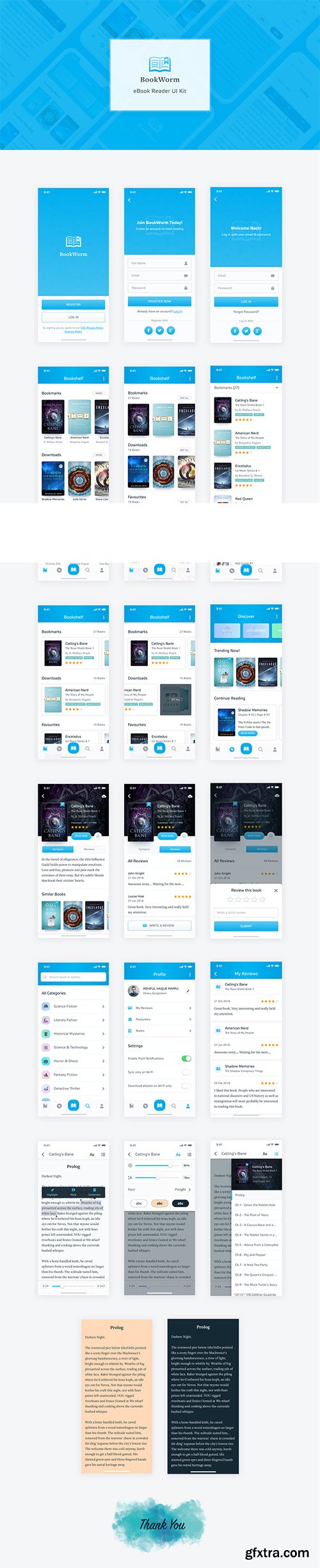 BookWorm eBook Reader UI Kit