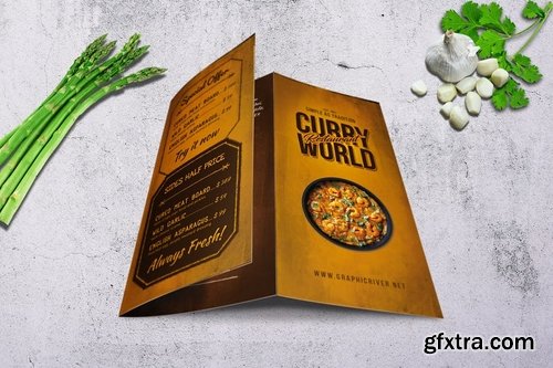 Curry World Retro Trifold Menu A4 and US Letter