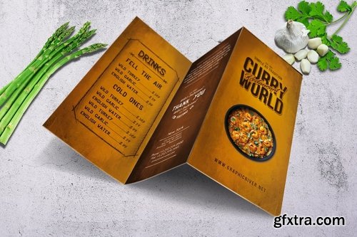 Curry World Retro Trifold Menu A4 and US Letter