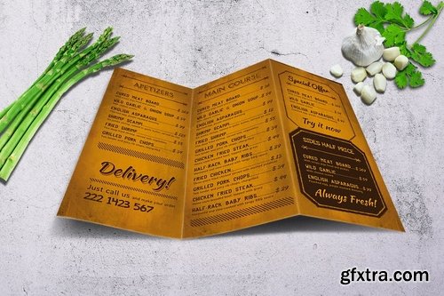 Curry World Retro Trifold Menu A4 and US Letter