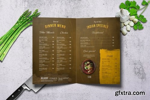 Indian Food Menu A4 & US Letter - Bifold