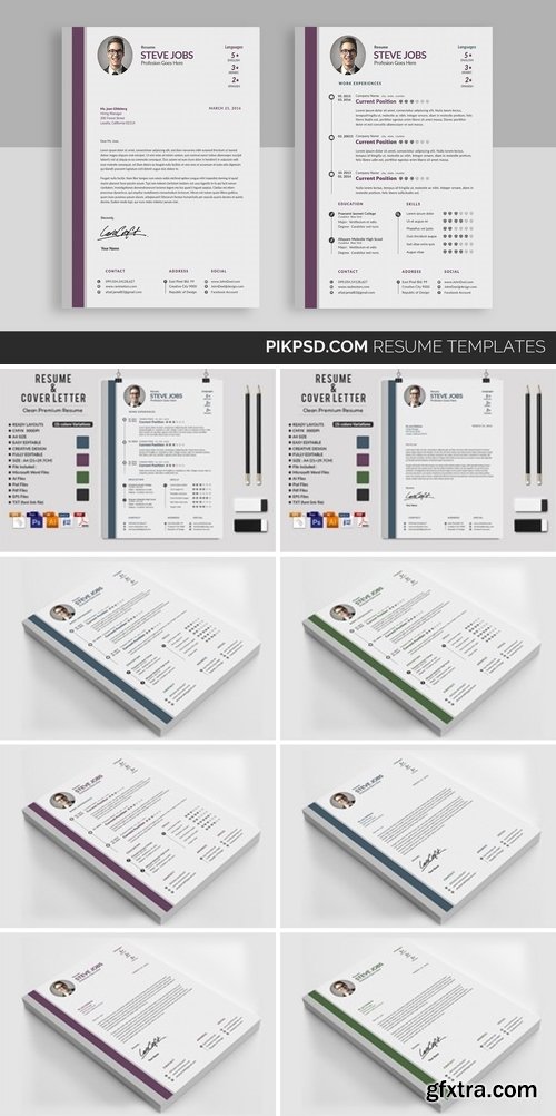 CM - Stylish Resume Template Set 2170704