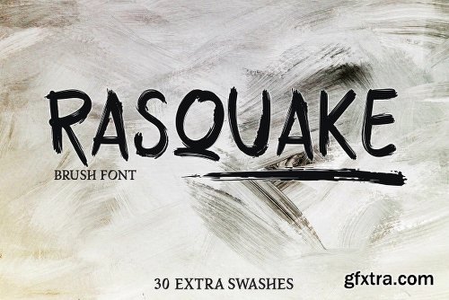 CreativeMarket RASQUAKE Brush Font + EXTRA Swashes 2940675