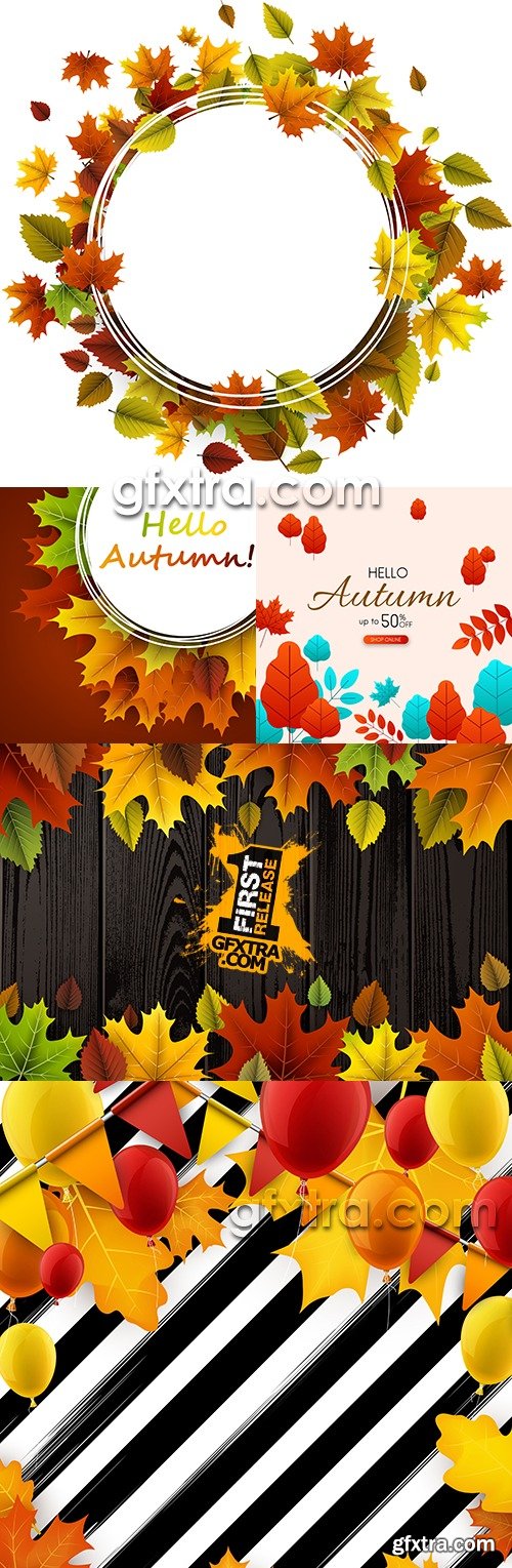 Autumn sale and leaves wooden background 2