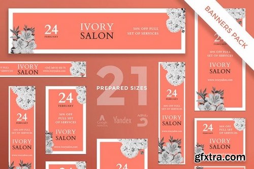 Beauty Salon Social Media Banner Pack Business Card Flyer and Poster Templates