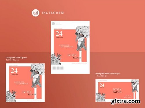 Beauty Salon Social Media Banner Pack Business Card Flyer and Poster Templates