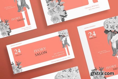 Beauty Salon Social Media Banner Pack Business Card Flyer and Poster Templates