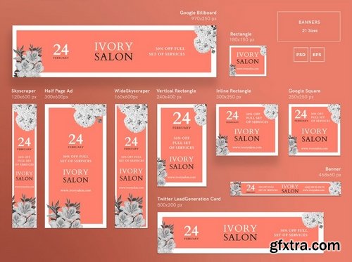 Beauty Salon Social Media Banner Pack Business Card Flyer and Poster Templates