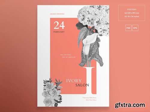 Beauty Salon Social Media Banner Pack Business Card Flyer and Poster Templates