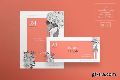 Beauty Salon Social Media Banner Pack Business Card Flyer and Poster Templates