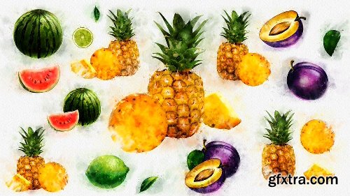 Videohive Watercolor Fruits And Vegetables 22608905