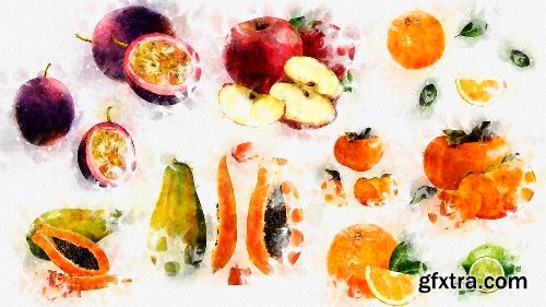 Videohive Watercolor Fruits And Vegetables 22608905