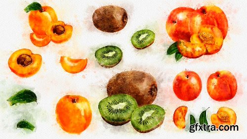 Videohive Watercolor Fruits And Vegetables 22608905