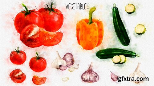 Videohive Watercolor Fruits And Vegetables 22608905