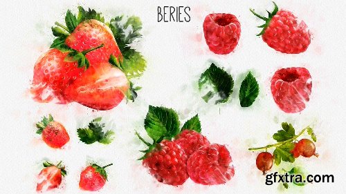 Videohive Watercolor Fruits And Vegetables 22608905