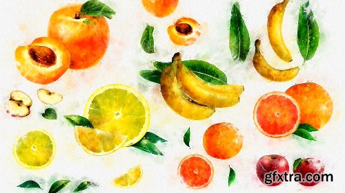 Videohive Watercolor Fruits And Vegetables 22608905