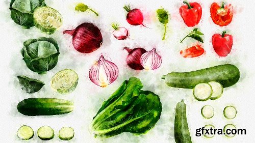 Videohive Watercolor Fruits And Vegetables 22608905