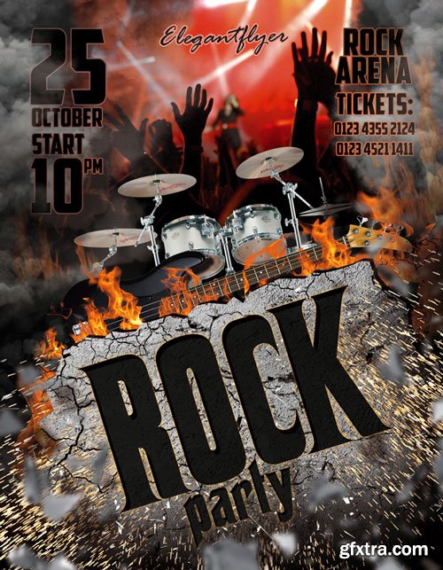 Rock party V8 2018 Flyer PSD Template