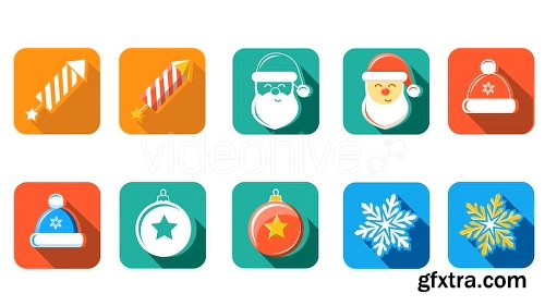 Videohive Flat Style Animated Christmas And New Year Icons 13483247