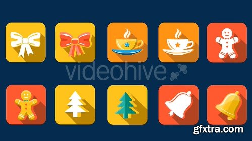 Videohive Flat Style Animated Christmas And New Year Icons 13483247