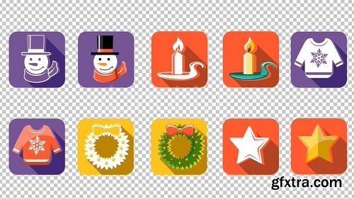 Videohive Flat Style Animated Christmas And New Year Icons 13483247