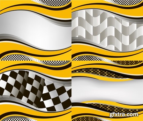 Frame border sign emblem wave the checkered flag 25 EPS