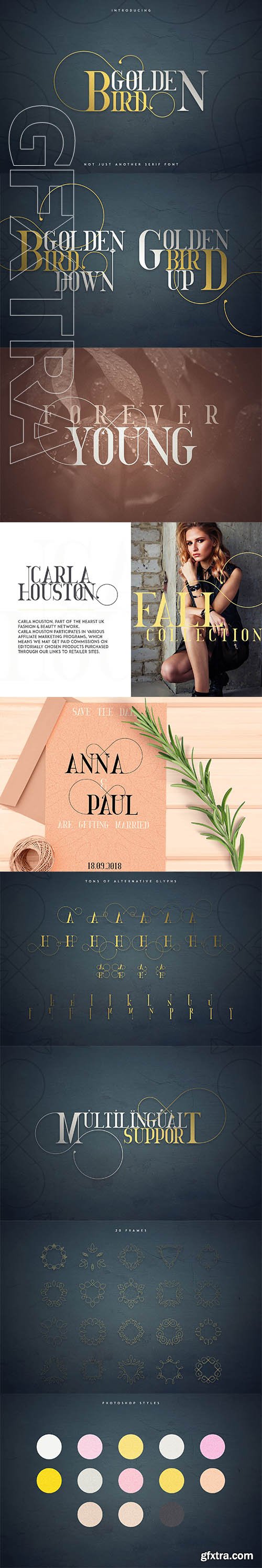 CreativeMarket - Golden Bird Serif font + Cool Extras 2951519