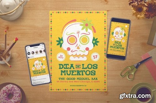 Dia De Los Muertos Flyer Set + Instagram Story