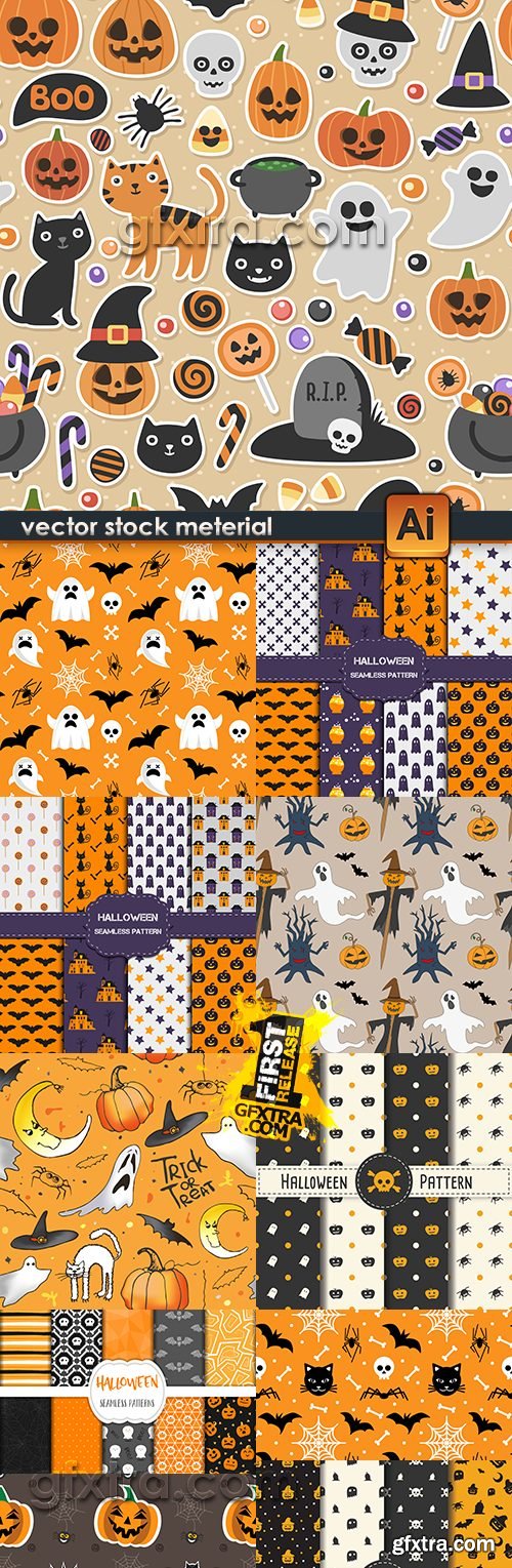 Halloween pattern cartoon elements design collection