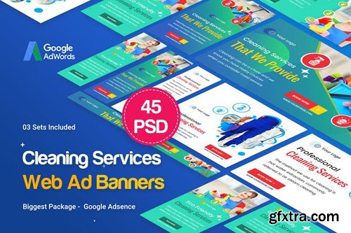 Cleaning Services Banners Ad - 45PSD [03 Sets]