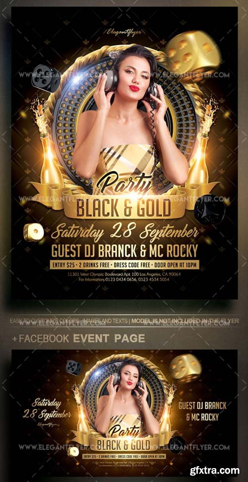 Black and Gold Party V14 2018 Flyer PSD Template