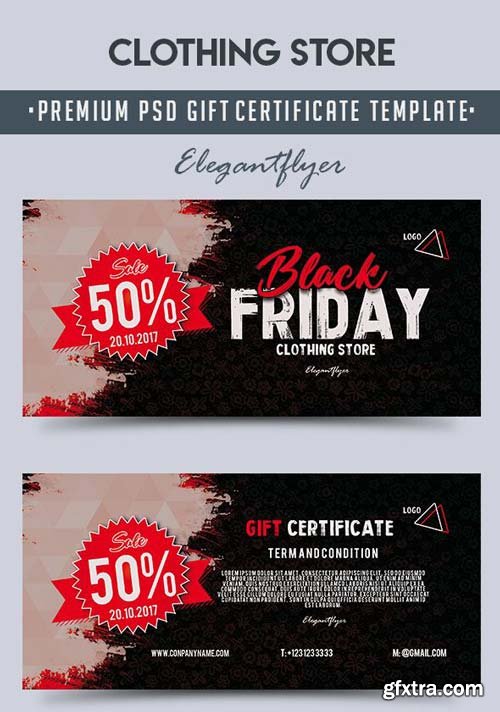 Clothing Store V1 2018 Premium Gift Certificate PSD Template