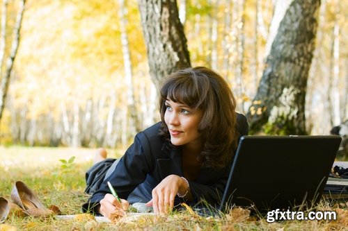 Business ladies girl woman on the nature of the field relaxation holiday 25 HQ Jpeg