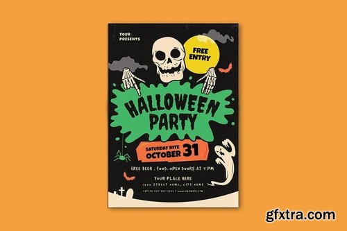 Retro Halloween Party Flyer