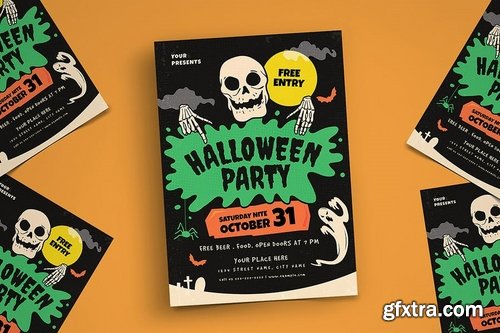 Retro Halloween Party Flyer