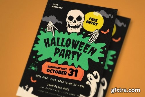 Retro Halloween Party Flyer