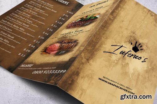 Infernos Vintage A4 Trifold Menu