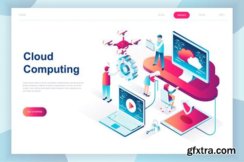 Cloud Technology Isometric Landing Page