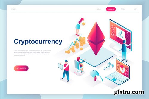 Cryptocurrency Exchange Isometric Landing Page