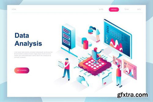 Big Data Analysis Isometric Landing Page