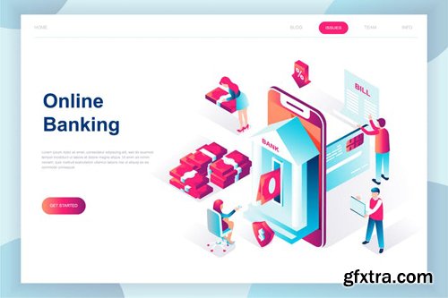 E-banking Isometric Landing Page