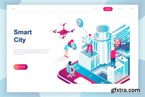 Smart City Isometric Landing Page